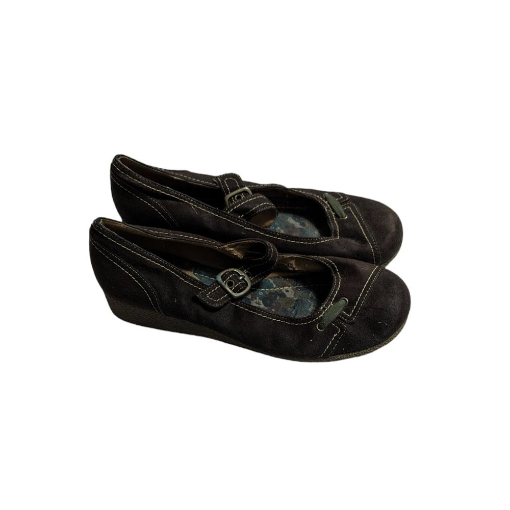 Hannah Comfort Janel Dark Brown Round Toe Strap Ballet Flat Shoes Sz 6